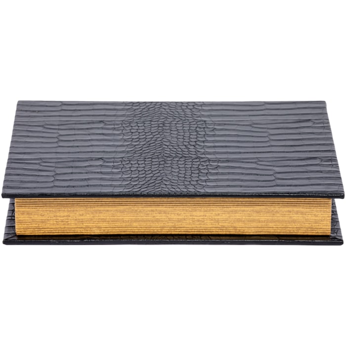 Livro Caixa Decorativa em Mdf e Pu Preto - 32cm - Madel Home