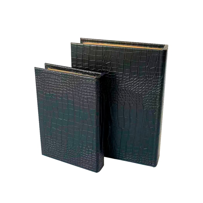 Livro Caixa Decorativa em Mdf e Pu Preto - 32cm - Madel Home