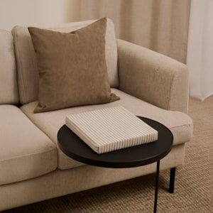 Livro Caixa Decorativa em Mdf Listras Veludo Off-White - 32cm