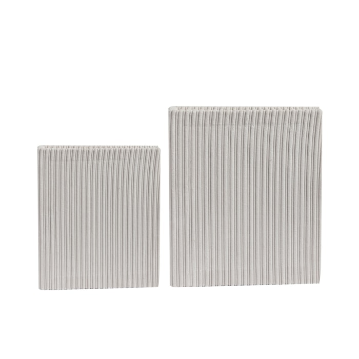 Livro Caixa Decorativa em Mdf Listras Veludo Off-White - 32cm - Madel Home