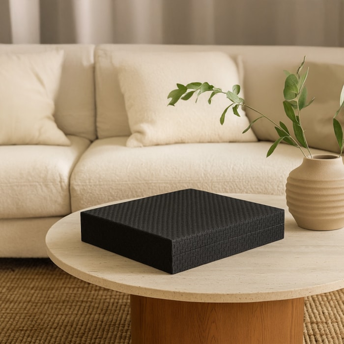 Livro Caixa Decorativa Mdf Textura Palha Preto - 32cm - Madel Home