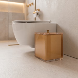 Lixeira de Banheiro em Resina Cristal New Gold - 5L