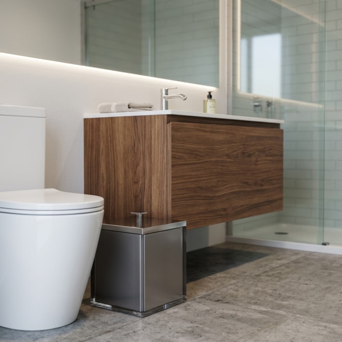 Lixeira de Banheiro em Resina Cristal Prata - 5L - Madel Home