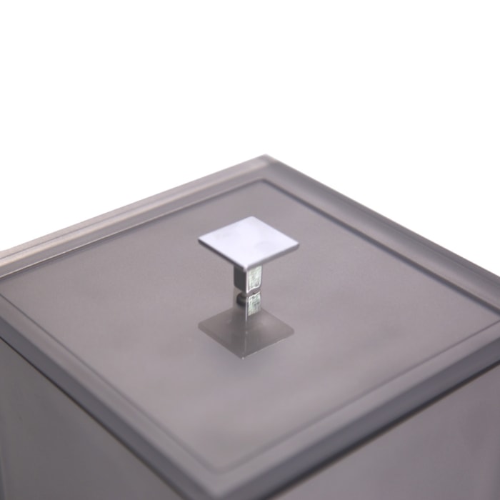 Lixeira de Banheiro em Resina Cristal Prata - 5L - Madel Home