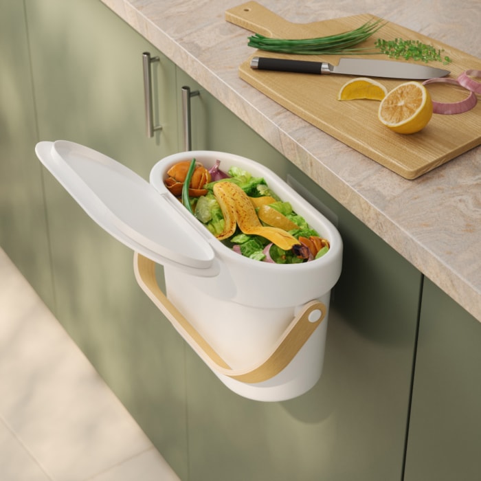 Lixeira de Cozinha Bellwood Abs Branco/Natural Umbra - 4L - Madel Home