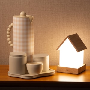 Luminária Casinha Infantil USB em Madeira - 20cm