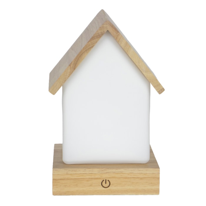 Luminária Casinha Infantil USB em Madeira - 20cm - Madel Home