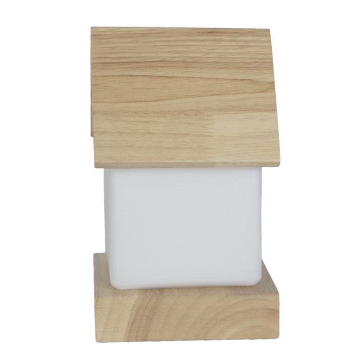Luminária Casinha Infantil USB em Madeira - 20cm - Madel Home