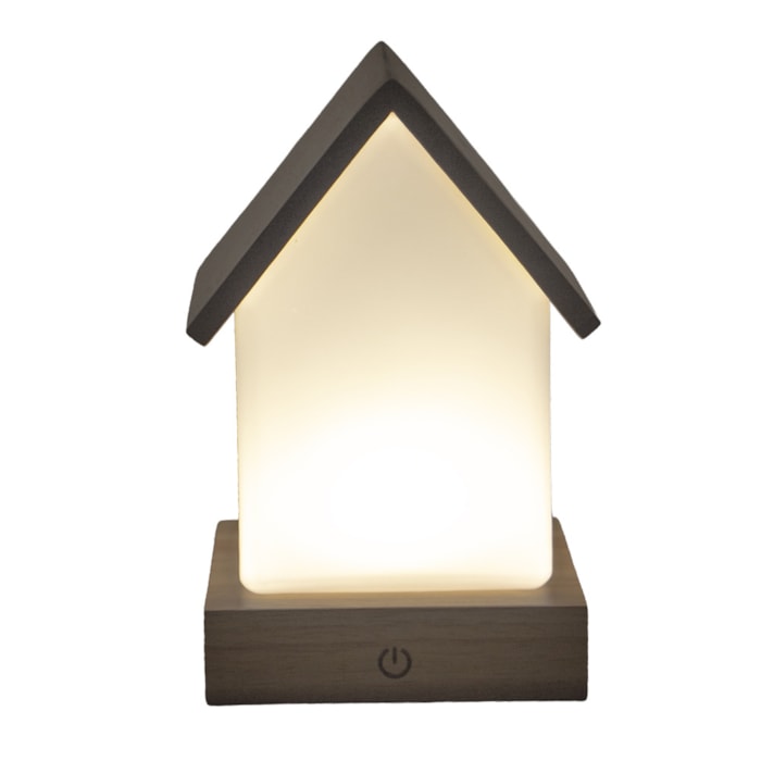 Luminária Casinha Infantil USB em Madeira - 20cm - Madel Home