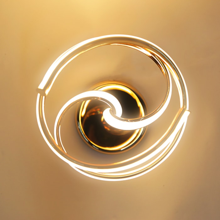 Luminária de Mesa Alumínio Brena Dourado LED - 39cm - Madel Home