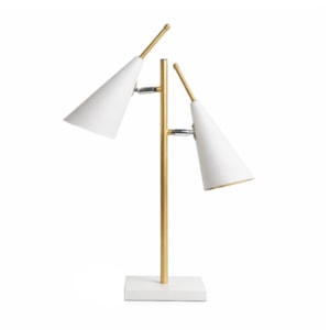 Luminária de Mesa Duo Noir Metal Branco e Dourado - 65cm