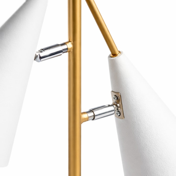 Luminária de Mesa Duo Noir Metal Branco e Dourado - 65cm - Madel Home