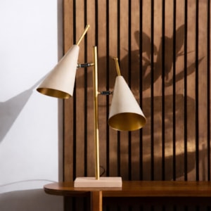 Luminária de Mesa Duo Noir Metal Nude e Dourado - 65cm