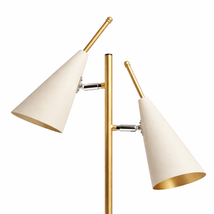 Luminária de Mesa Duo Noir Metal Nude e Dourado - 65cm - Madel Home