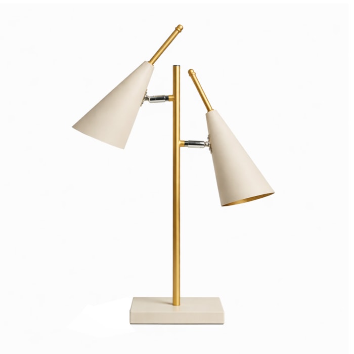 Luminária de Mesa Duo Noir Metal Nude e Dourado - 65cm - Madel Home