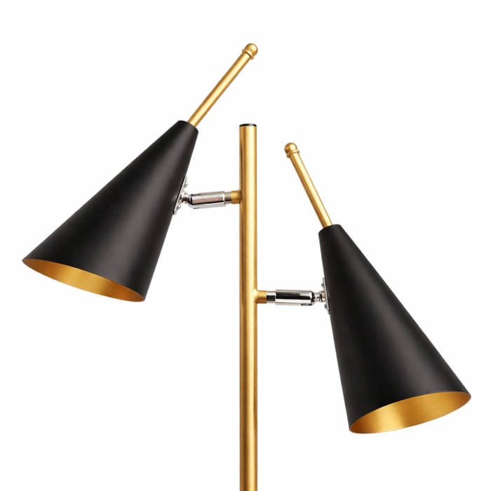Luminária de Mesa Duo Noir Metal Preto e Dourado - 65cm - Madel Home