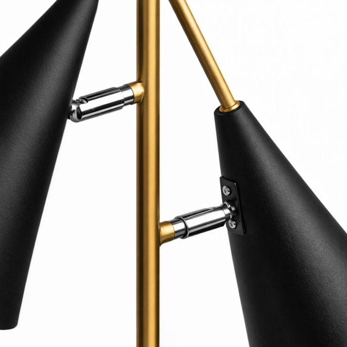 Luminária de Mesa Duo Noir Metal Preto e Dourado - 65cm - Madel Home