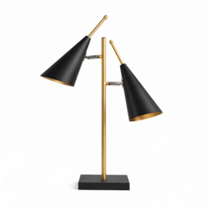 Luminária de Mesa Duo Noir Metal Preto e Dourado - 65cm