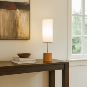 Luminária de Mesa Madeira Elaria Off-White - 49cm