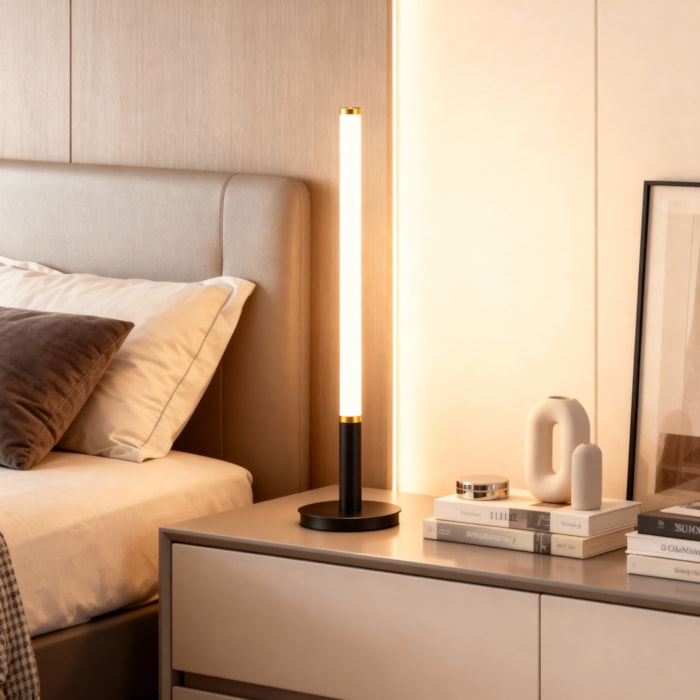 Luminária de Mesa Metal Lunor Preto LED - 55cm - Madel Home