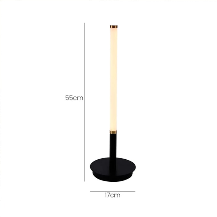 Luminária de Mesa Metal Lunor Preto LED - 55cm - Madel Home