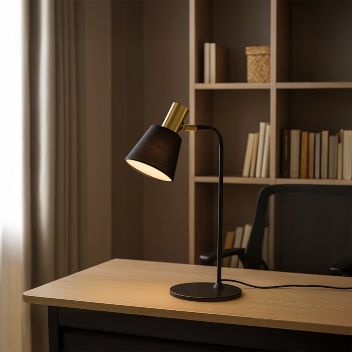 Luminária de Mesa Metal Pipe Preto - 49,5cm - Madel Home