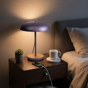 Luminária de Mesa Metal Serak Prata - 38cm 