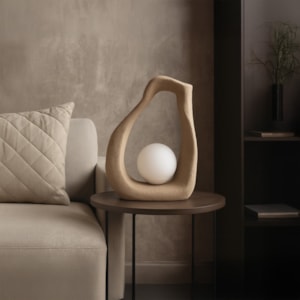 Luminária de Mesa Resina Leca Off-White - 42cm