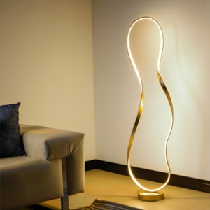 Luminária de Piso Metal Flow Dourado LED - 35W