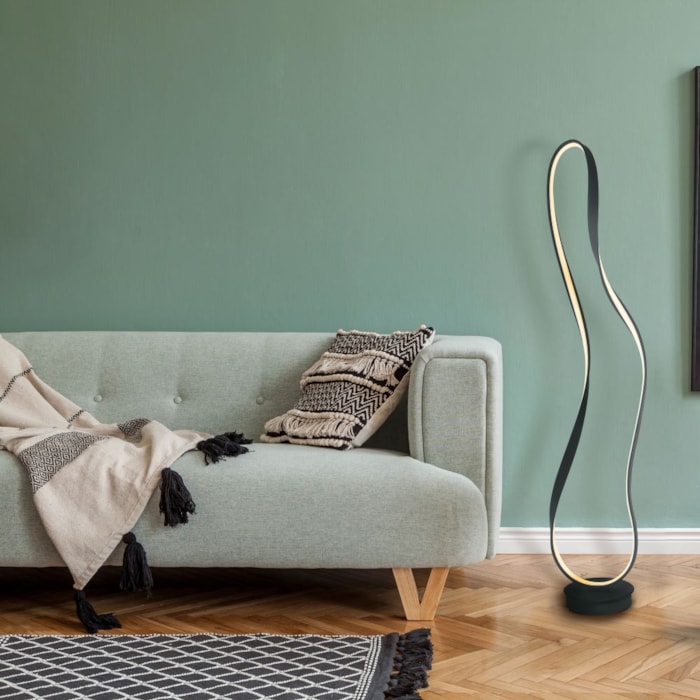 Luminária de Piso Metal Flow Preto LED - 35W - Madel Home