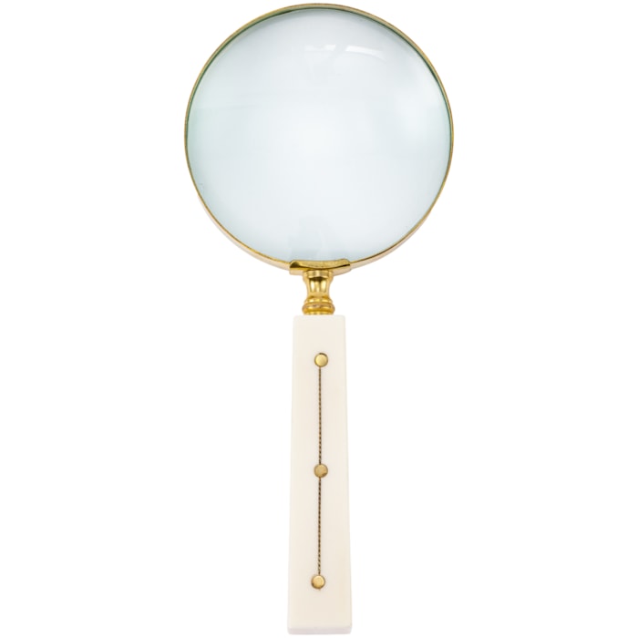 Lupa de Aumento Decorativa Metal Dourado Resina Branco - Madel Home
