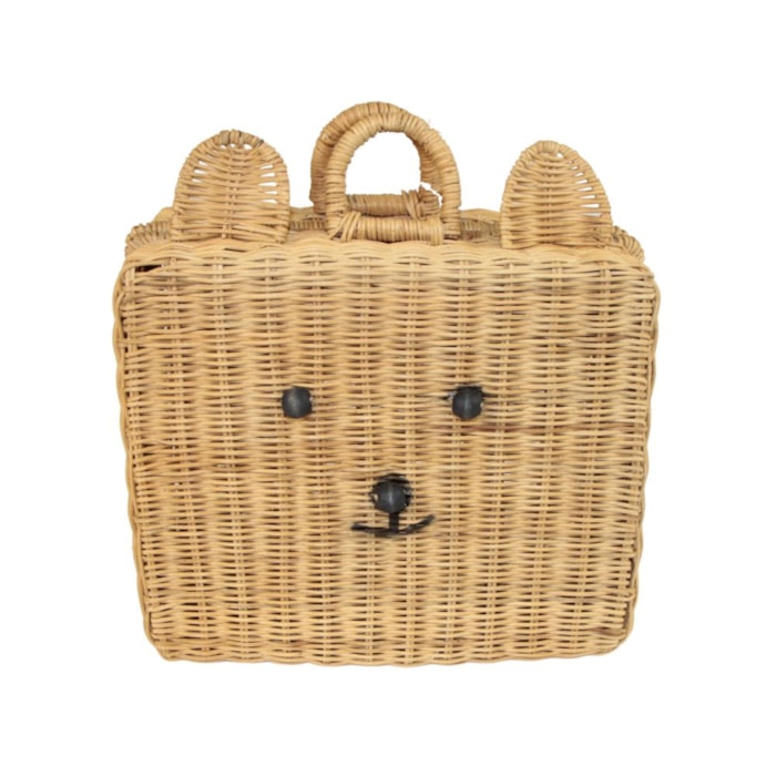 Maleta Ursinho Infantil em Rattan - 34cm - Madel Home