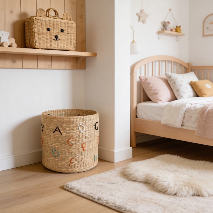 Maleta Ursinho Infantil em Rattan - 34cm - Madel Home