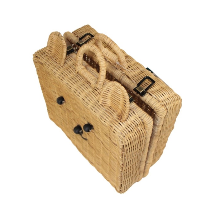 Maleta Ursinho Infantil em Rattan - 34cm - Madel Home
