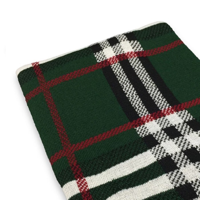Manta Decorativa de Natal em Tricot Xadrez Verde 180x90cm - Madel Home