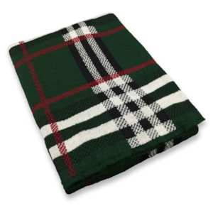 Manta Decorativa de Natal em Tricot Xadrez Verde 180x90cm