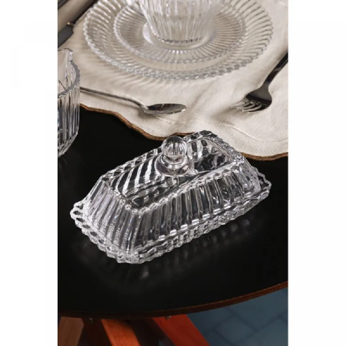 Manteigueira Retangular em Cristal Transparente Imperatriz Wolff - 17cm - Madel Home