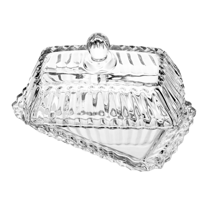 Manteigueira Retangular em Cristal Transparente Imperatriz Wolff - 17cm - Madel Home