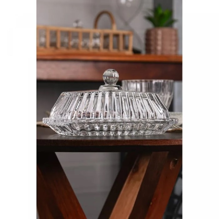Manteigueira Retangular em Cristal Transparente Imperatriz Wolff - 17cm - Madel Home