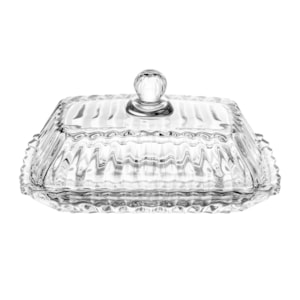 Manteigueira Retangular em Cristal Transparente Imperatriz  Wolff - 17cm