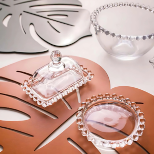 Manteigueira Retangular em Cristal Transparente Pearl  Wolff - 14cm
