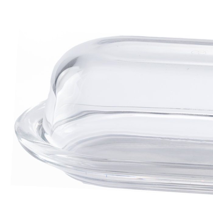Manteigueira Retangular em Vidro Transparente Basic - 20cm - Madel Home