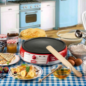 Máquina de Crepe Retrô 1000W Base Antiaderente Vermelho Ariete - 127V