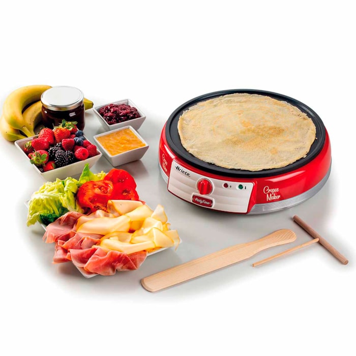 Máquina de Crepe Retrô 1000W Base Antiaderente Vermelho Ariete - 127V - Madel Home