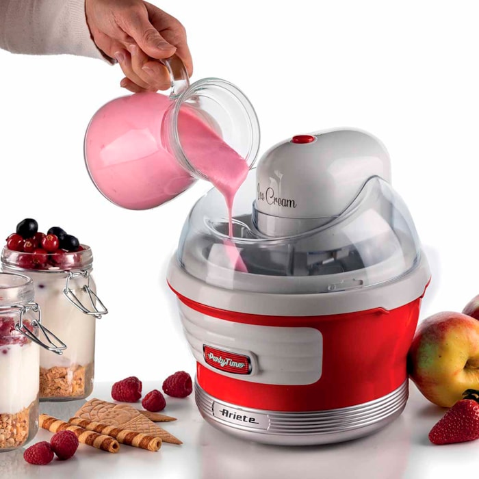 Máquina de Sorvete Retrô Party Time 12W 1,5L Vermelho Ariete - 220V - Madel Home