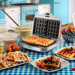 Máquina de Waffle Retrô Party Time 700W Vermelho Ariete - 127V