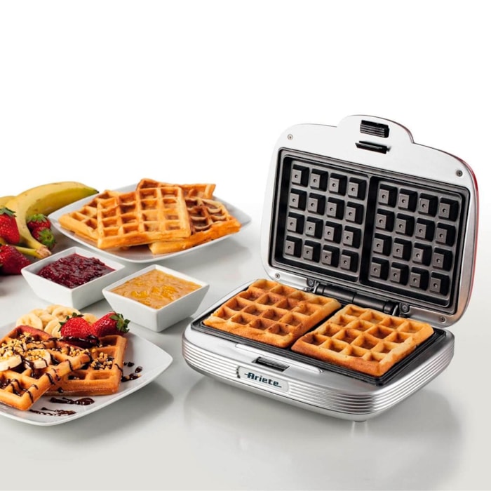 Máquina de Waffle Retrô Party Time 700W Vermelho Ariete - 220V - Madel Home