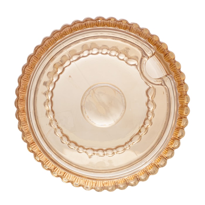 Meleira Redonda em Cristal com Colher Âmbar Pearl Wolff - 10cm - Madel Home
