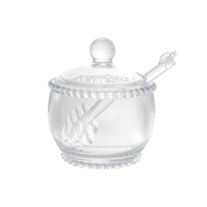 Meleira Redonda em Cristal com Colher Pearl Wolff - 10cm