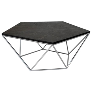Mesa de Centro Orgânica em Madeira e Metal Marrom - 38x94cm